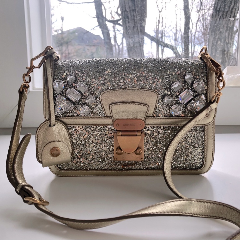 Miu Miu gold glitter bag